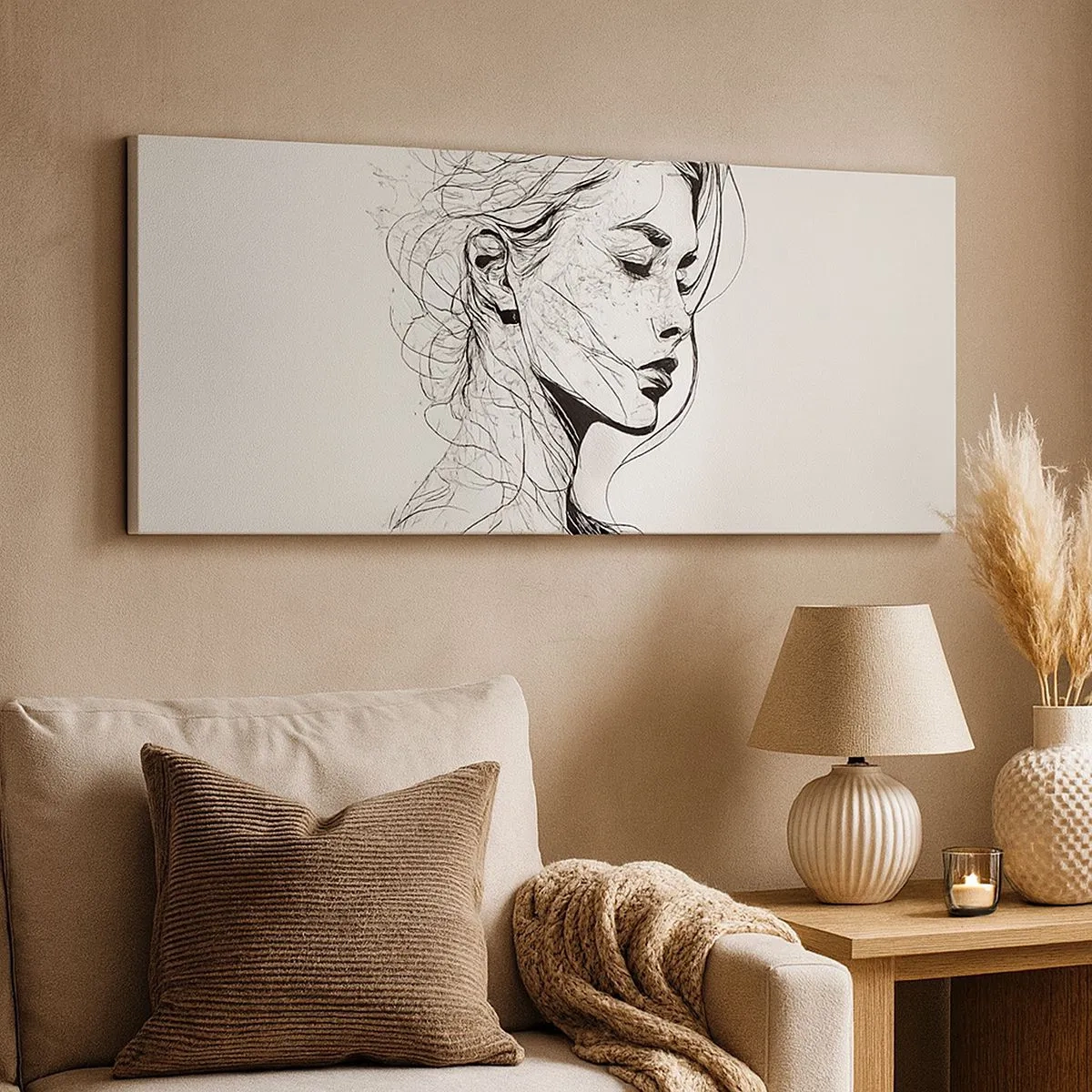 Impression sur toile - Image sur toile - Portrait en pensée - 100x40 cm