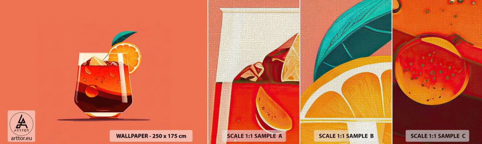 Échantillon de Papier Peint Premium Canvas - Rafraîchissement d'été - Cocktail, Boire, Boire - 100x30 cm