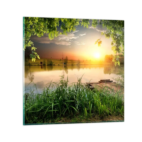 Impression sur verre - Image sur verre - Paysage dans un cadre verdoyant - 70x70 cm