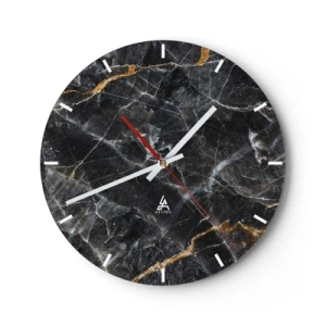 Horloge murale - Pendule murale - Structure en marbre noir avec des veines claires et dorées - 30x30cm - La vie intérieure de la pierre - Décoration murale moderne pour le salon, la cuisine et la chambre ARTTOR