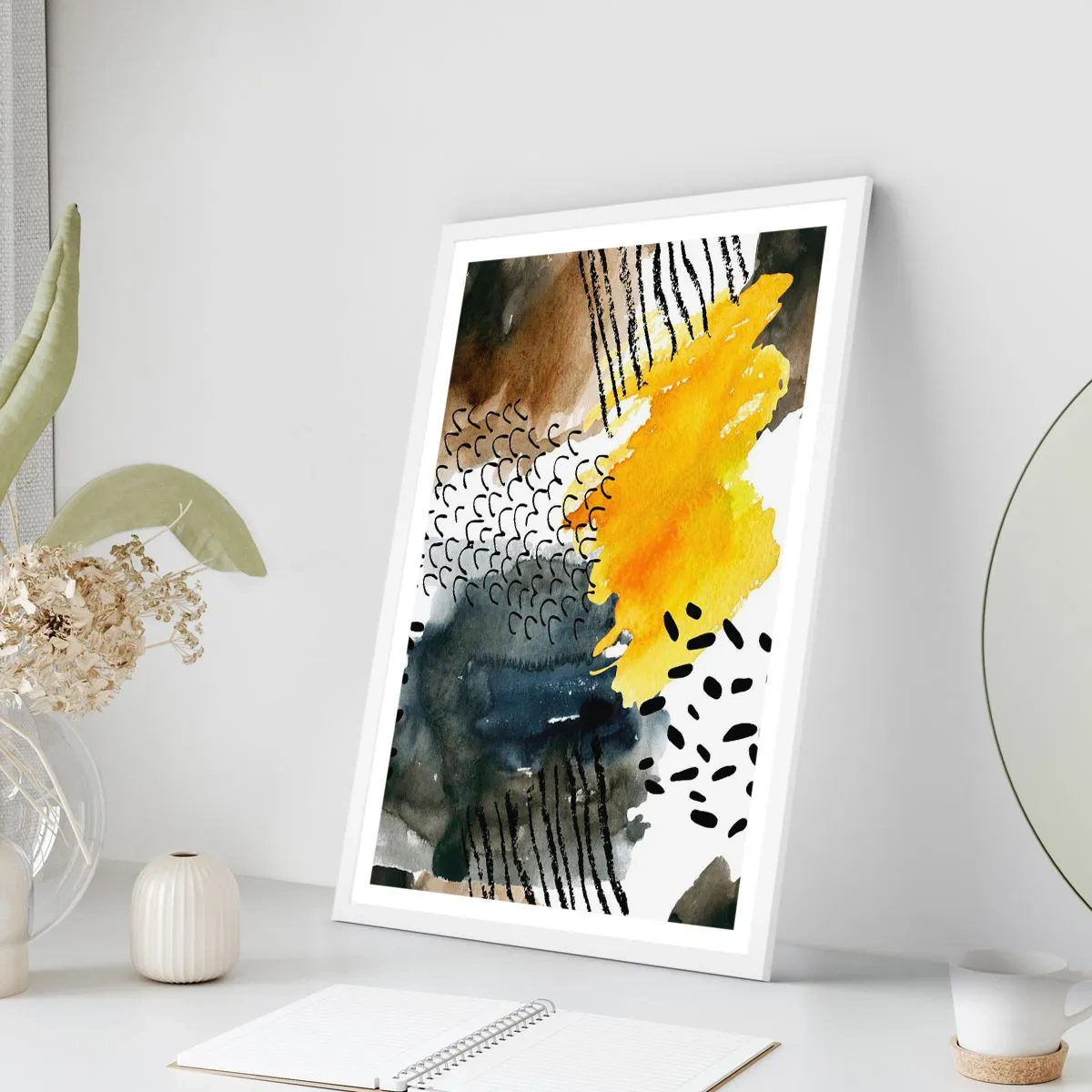 Affiche dans un cadre blanc - Poster - Rencontre des éléments - 50x70 cm