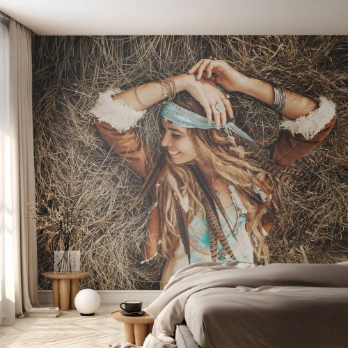 Papier Peint Photo Premium Canvas - En route vers les années d'amour - Bohème, Femme, Bijoux - 250x175 cm