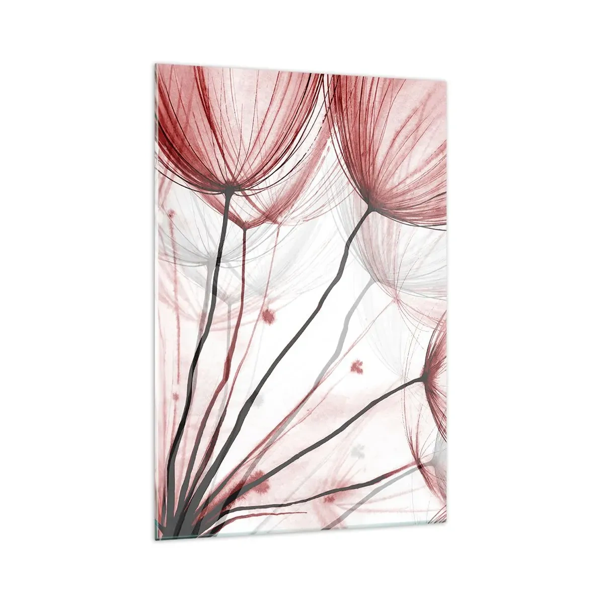 Impression sur verre - Image sur verre - Fleurs délicates dans des tons de rouge sur fond clair - 70x100cm - Avant le départ - Décoration murale moderne pour le salon et la chambre ARTTOR