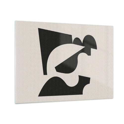Impression sur verre - Image sur verre - Composition géométrique abstraite en noir et blanc - 70x50cm - À monter soi-même - Décoration murale moderne pour le salon et la chambre ARTTOR