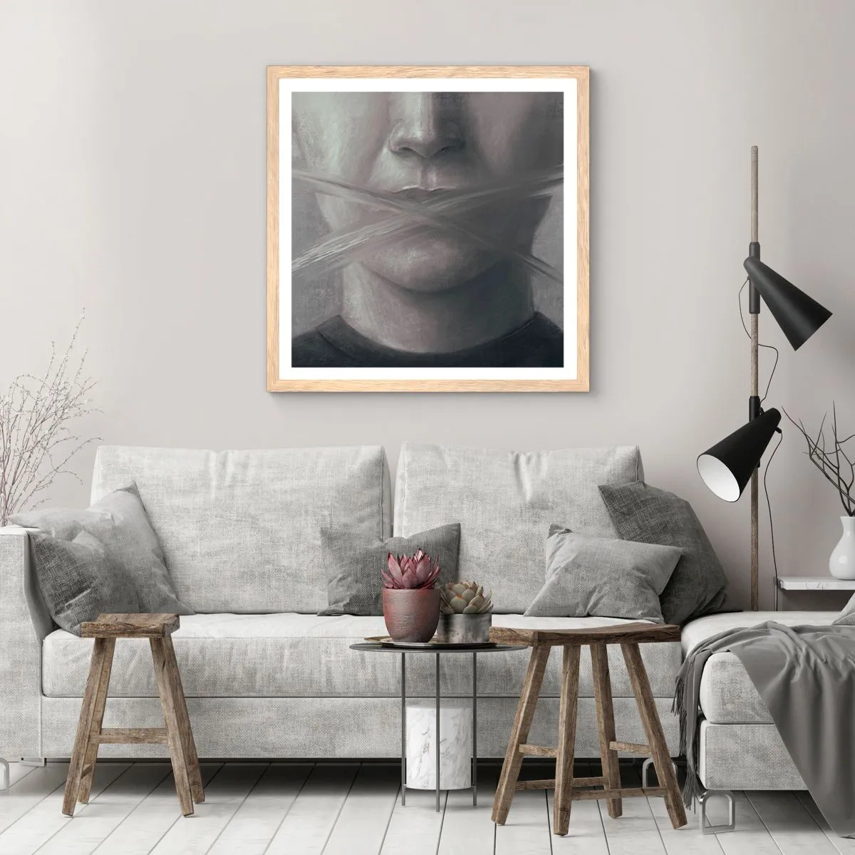 Affiche dans un chêne clair - Poster - Sans mot - 40x40 cm