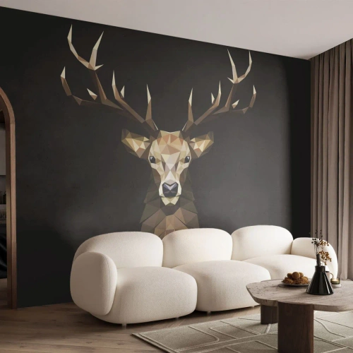 Papier Peint Photo Premium Canvas - Cerf cubique - Animaux, Cerf, Graphique - 250x175 cm