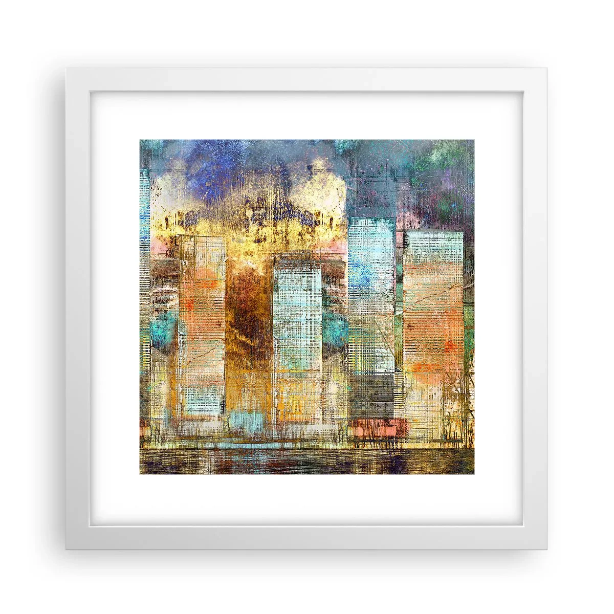 Affiche dans un cadre blanc - Poster - Une métropole ensoleillée - 30x30 cm