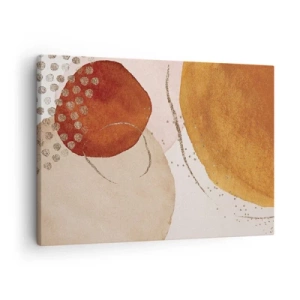 Impression sur toile - Image sur toile - Formes abstraites dans des tons chauds de marron et d'or - 70x50cm - Rondeur et mouvement - Décoration murale moderne pour le salon et la chambre ARTTOR