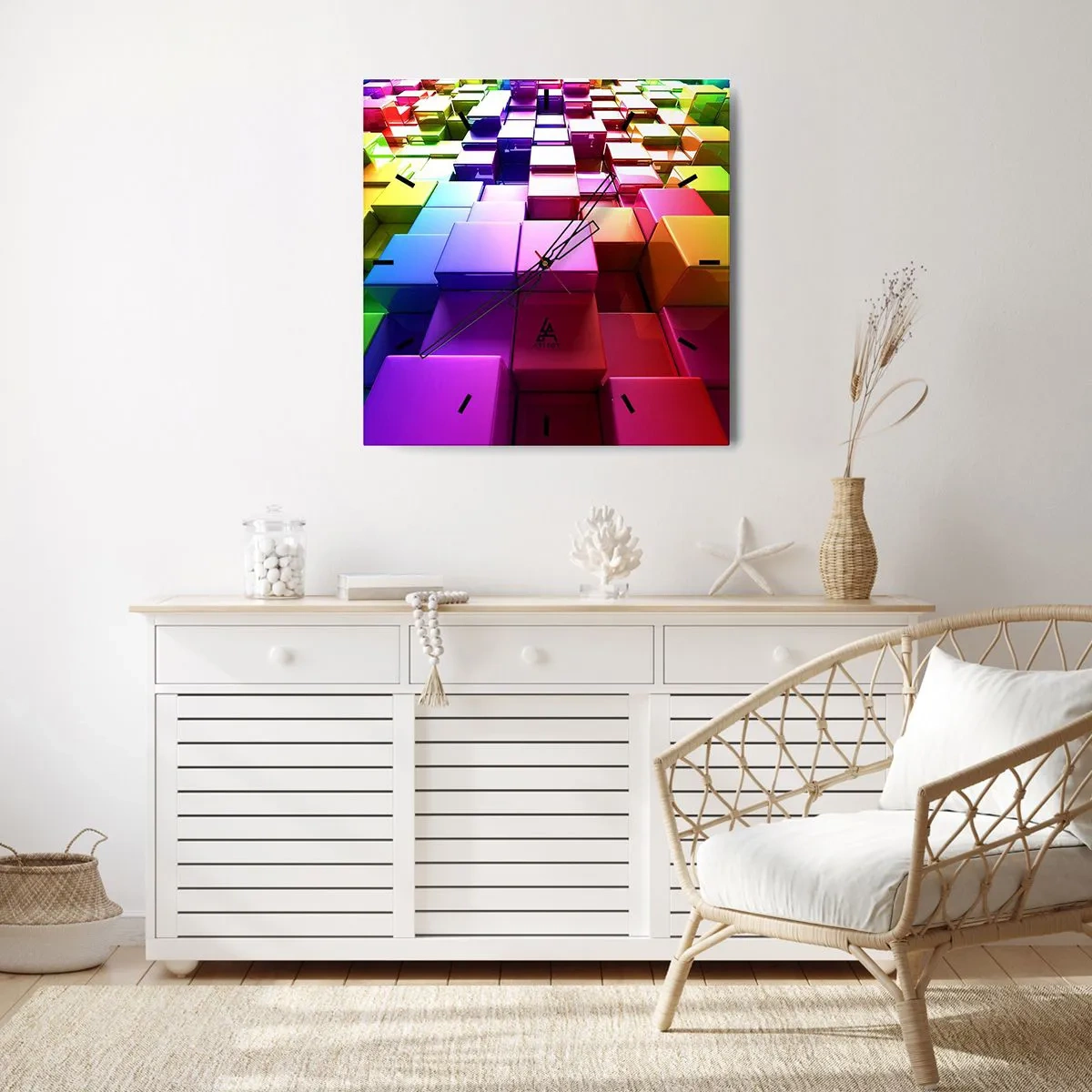 Horloge murale - Pendule murale - Collaboration Op art dans une équipe - 30x30 cm