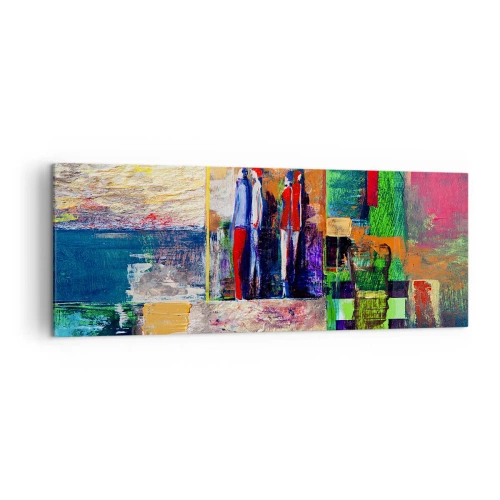 Impression sur toile - Image sur toile - Composition abstraite avec des figures et des motifs géométriques - 140x50cm - Relations et émotions - Décoration murale moderne pour le salon et la chambre ARTTOR