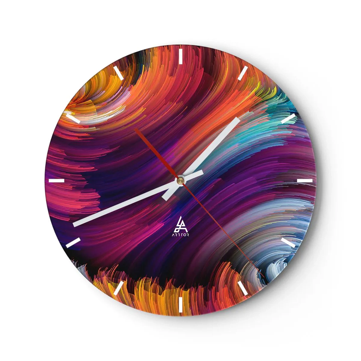 Horloge murale - Pendule murale - Motif tourbillon abstrait aux couleurs intenses - 30x30cm - Le début d'un nouveau monde - Décoration murale moderne pour le salon, la cuisine et la chambre ARTTOR