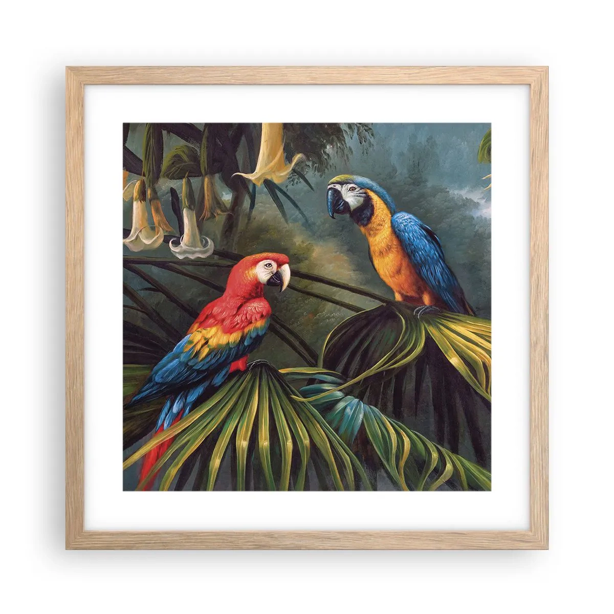 Affiche dans un chêne clair - Poster - Romantisme dans les tropiques - 40x40 cm
