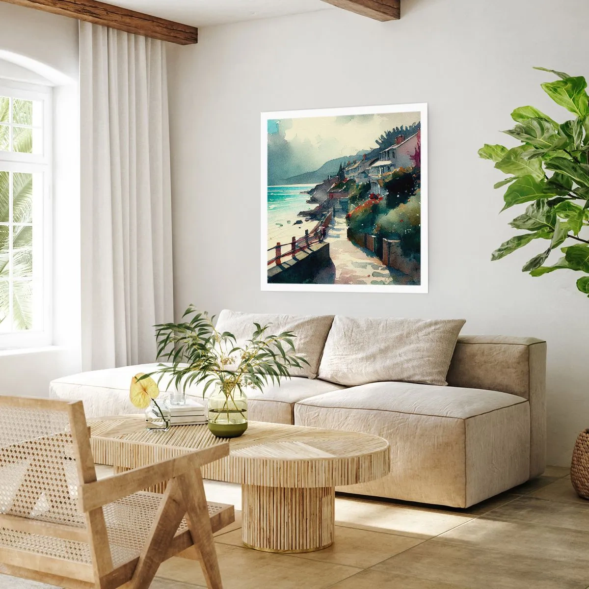 Affiche - Poster - Ville méditerranéenne - 40x40 cm