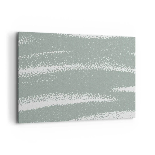 Impression sur toile - Image sur toile - Vagues d'hiver dans les tons menthe et blanc - 100x70cm - Abstraction dans un climat hivernal - Décoration murale moderne pour le salon et la chambre ARTTOR