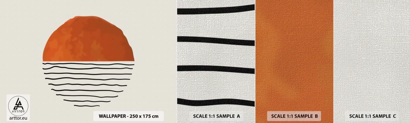 Échantillon de Papier Peint Premium Canvas - Dans un climat japonnais - Abstraction, Morceau, Minimalisme - 100x30 cm