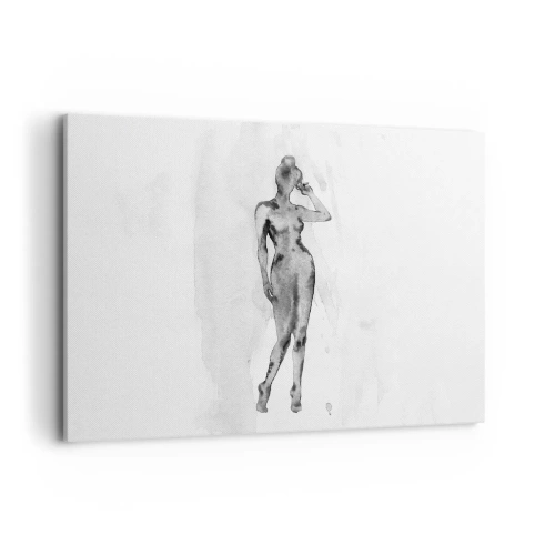Impression sur toile - Image sur toile - Croquis d'une silhouette de femme en nuances de gris - 100x70cm - Etude de l'idéal de la féminité - Décoration murale moderne pour le salon et la chambre ARTTOR