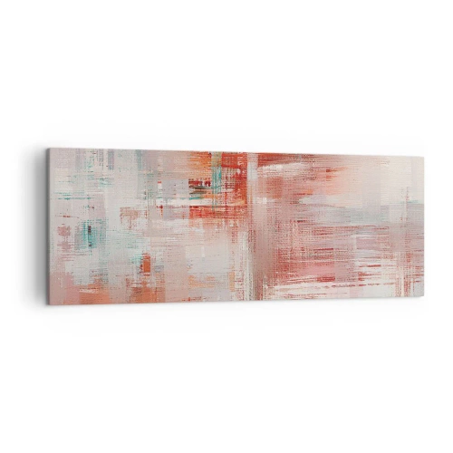 Impression sur toile - Image sur toile - Une composition abstraite avec des nuances de rouge et de couleurs pastel. - 140x50cm - Brumeux. Mais rose - Décoration murale moderne pour le salon et la chambre ARTTOR