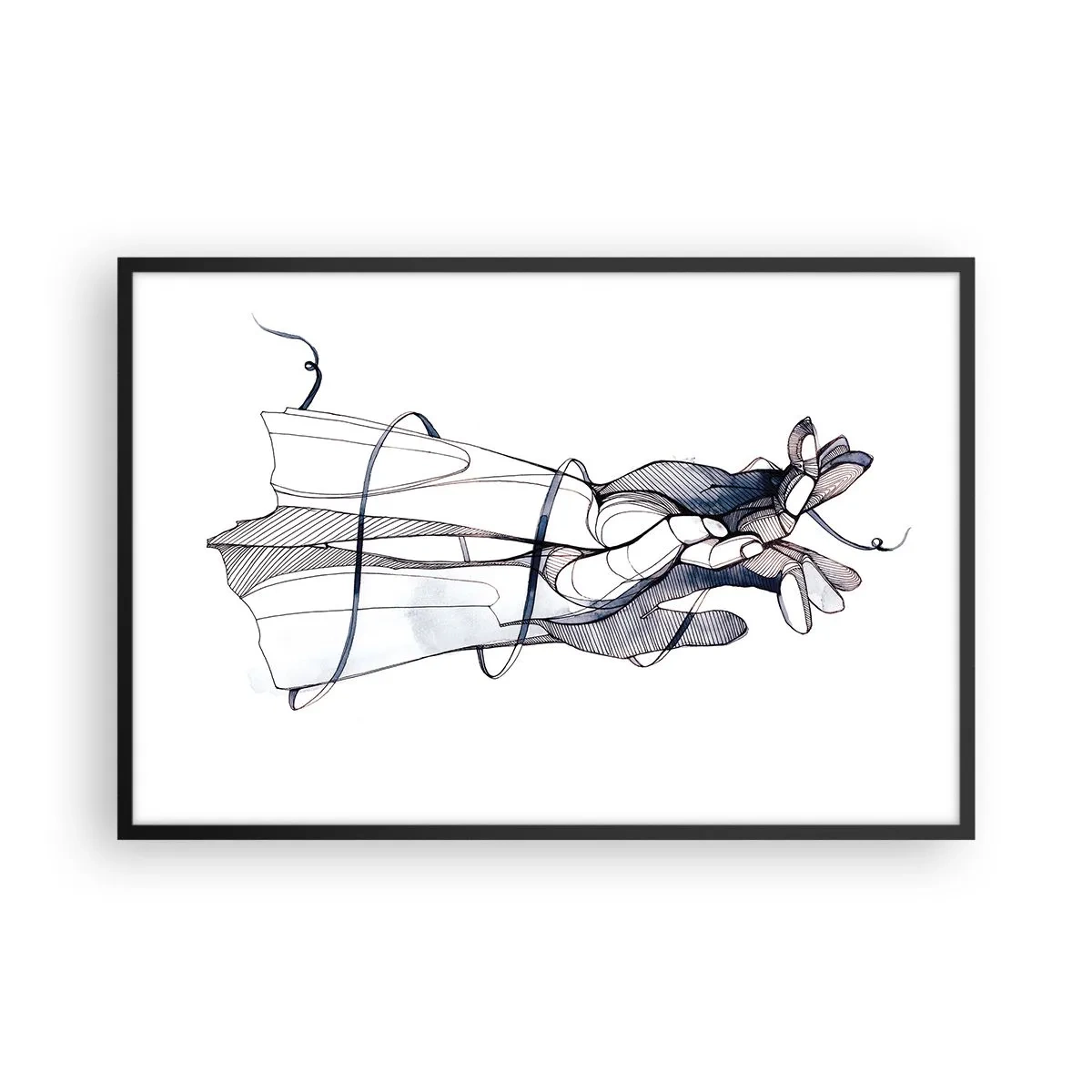 Affiche dans un cadre noir - Poster - Étude du touché - 91x61 cm