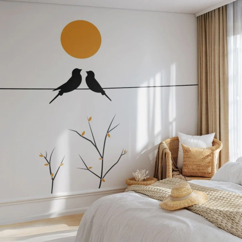 Papier Peint Autocollant Deluxe Sticker - Soirée pour rossignols - Abstraction, Des oiseaux, Graphique - 250x175 cm