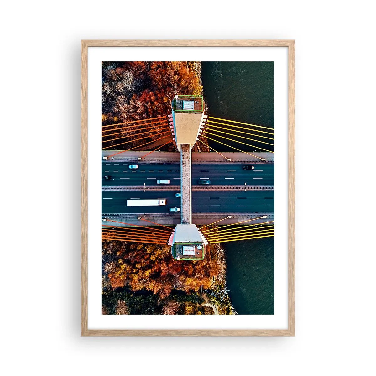 Affiche dans un chêne clair - Poster - Au dessus de l'eau et de la forêt - 50x70 cm