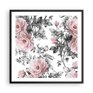 Affiche dans un cadre noir - Poster - Se perdre dans les fleurs des roses - 60x60 cm