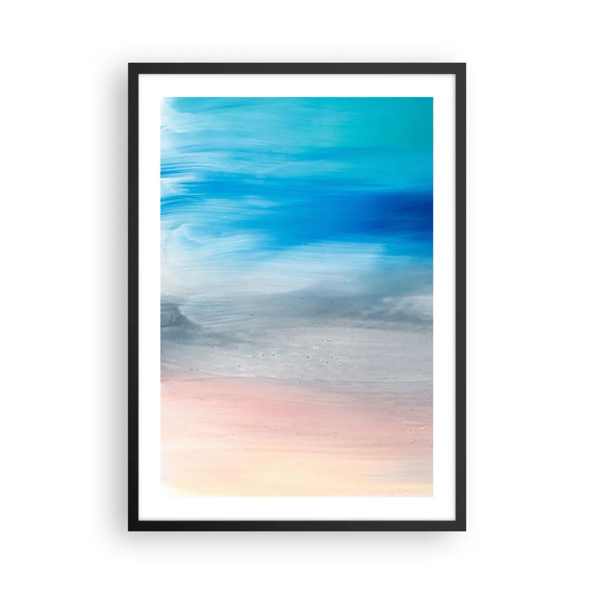 Affiche dans un cadre noir - Poster - Une composition abstraite dans les tons de bleu, gris et beige. - 50x70cm - Éléments : air - Décoration murale moderne pour le salon et la chambre ARTTOR