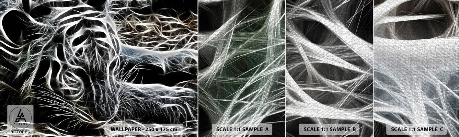 Échantillon de Papier Peint Premium Canvas - Une étude de la légèreté du chat - Abstraction, Tigre, Animaux - 100x30 cm