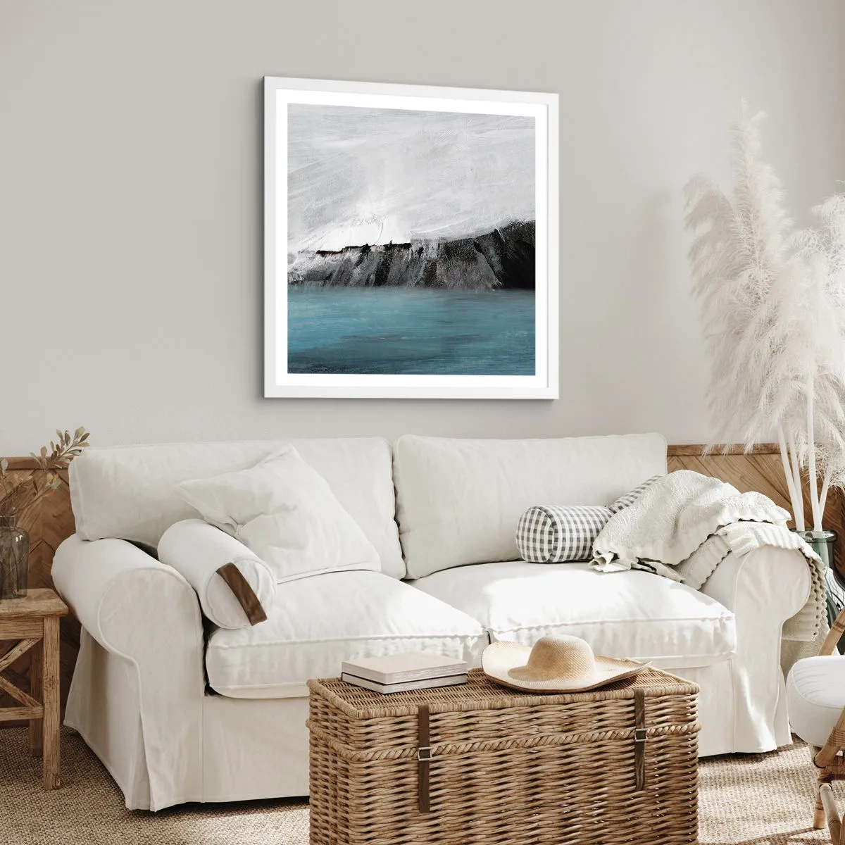 Affiche dans un cadre blanc - Poster - Eau – terre : choc des éléments - 40x40 cm