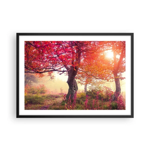 Affiche dans un cadre noir - Poster - Paysage d'automne avec des arbres aux couleurs intenses - 70x50cm - Frénésie de floraison - Décoration murale moderne pour le salon et la chambre ARTTOR