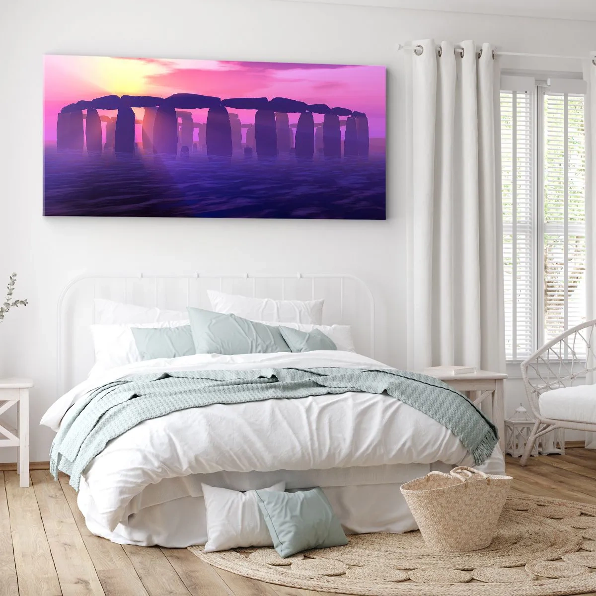 Impression sur toile - Image sur toile - Mystère à l'aube dans le brouillard - 100x40 cm