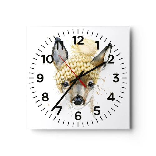 Horloge murale - Pendule murale - Pour l'hiver dans la forêt enneigée - 30x30 cm