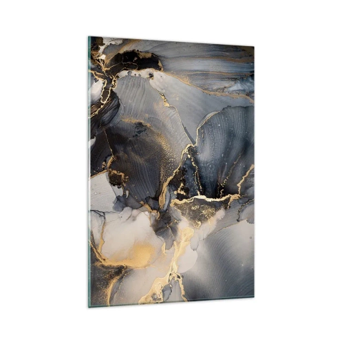 Impression sur verre - Image sur verre - Abstrait or et gris sur toile - 80x120cm - La vie de la pierre - Décoration murale moderne pour le salon et la chambre ARTTOR