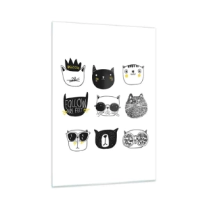 Impression sur verre - Image sur verre - Illustrations de chats adorables dans un style minimaliste - 50x70cm - Tous les autres - Décoration murale moderne pour le salon et la chambre ARTTOR