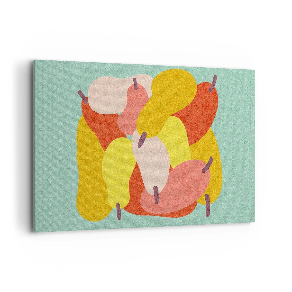 Impression sur toile - Image sur toile - Poires abstraites colorées sur fond vert - 100x70cm - Essayez le soleil d'été - Décoration murale moderne pour le salon et la chambre ARTTOR