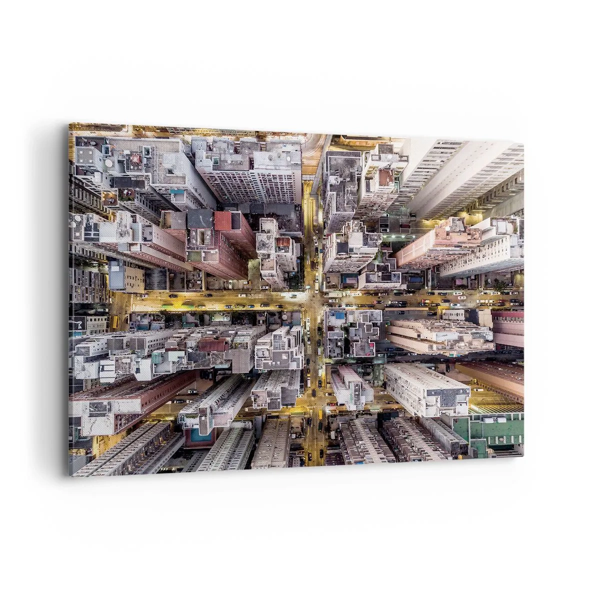 Impression sur toile - Image sur toile - Une vue plongeante sur une ville pleine de gratte-ciels - 100x70cm - Salutations de Hong-Kong - Décoration murale moderne pour le salon et la chambre ARTTOR