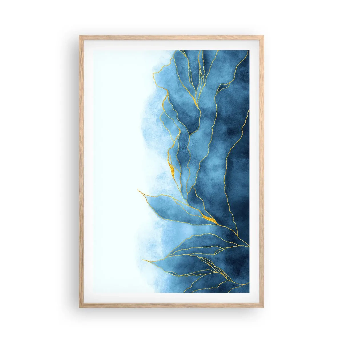 Affiche dans un chêne clair - Poster - Bleu doré - 61x91 cm