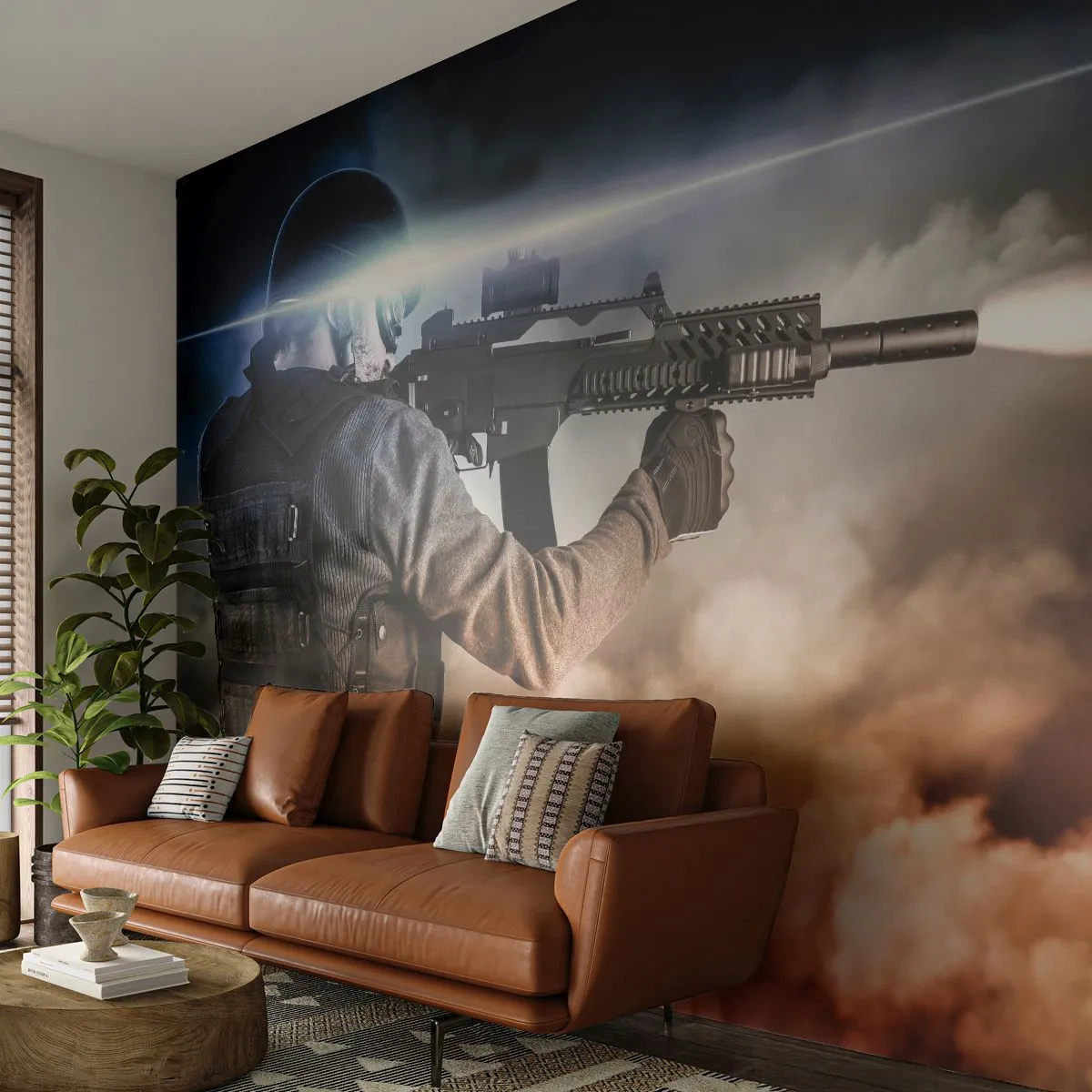 Papier Peint Autocollant Deluxe Sticker - Tout simplement un héros - Militaire, Arme, Soldat - 250x175 cm