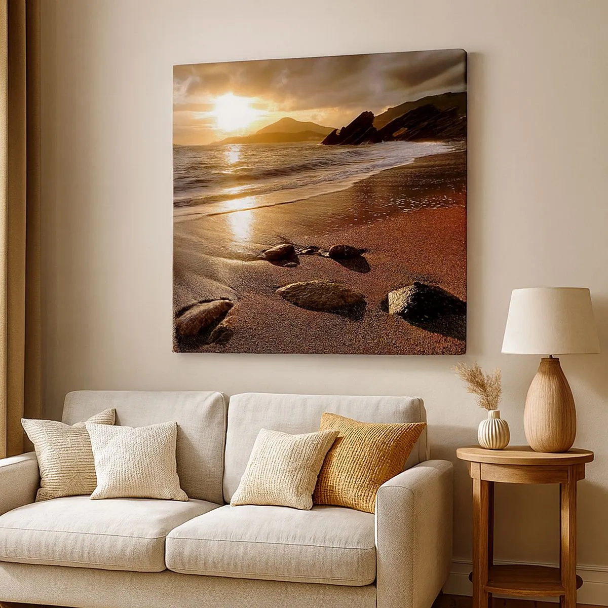 Impression sur toile - Image sur toile - Suivez le soleil sur les collines - 30x30 cm