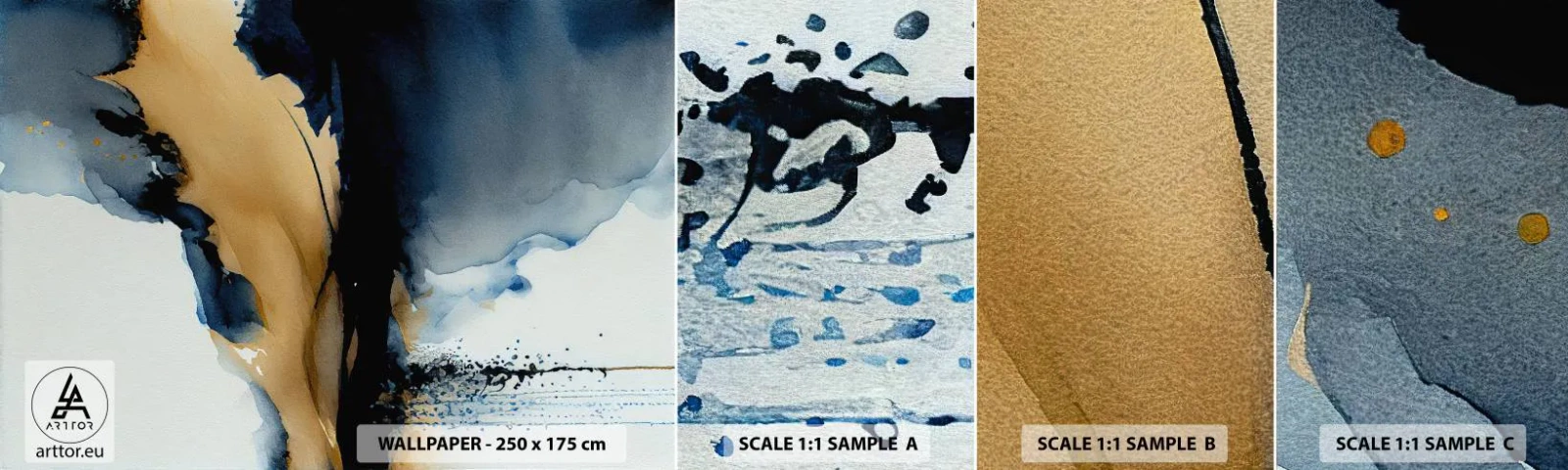 Échantillon De Papier Peint Standard Eco - Derrière le rideau - Abstraction, Encre, Morceau - 100x30 cm