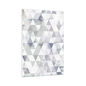 Impression sur verre - Image sur verre - Motif géométrique triangulaire dans des tons pastel - 80x120cm - En rythme de trois - Décoration murale moderne pour le salon et la chambre ARTTOR