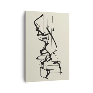 Impression sur toile - Image sur toile - Dessin abstrait de montagnes en noir et blanc - 70x100cm - Peut-être un paysage - Décoration murale moderne pour le salon et la chambre ARTTOR