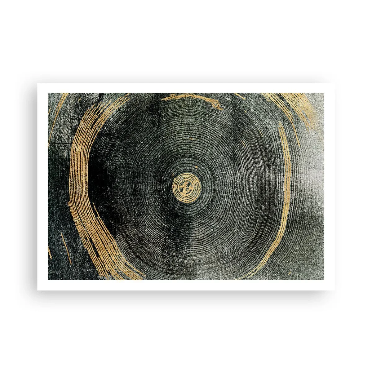 Affiche - Poster - Cercles concentriques avec des accents dorés - 100x70cm - Changement et persistance - Décoration murale moderne pour le salon et la chambre ARTTOR