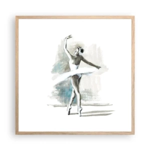 Affiche dans un chêne clair - Poster - Enchantement du cygne - 60x60 cm