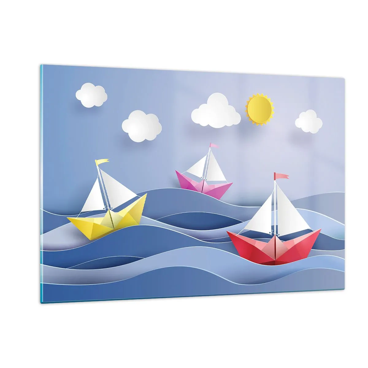 Impression sur verre - Image sur verre - Oh, comme c'est agréable de se balancer dans les vagues - 120x80cm - Ah qu'il est agréable de se balancer dans les vagues - Décoration murale moderne pour le salon et la chambre ARTTOR