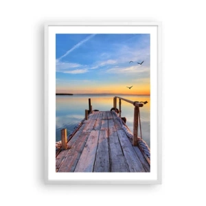 Affiche dans un cadre blanc - Poster - Marcher droit vers le soleil - 50x70 cm