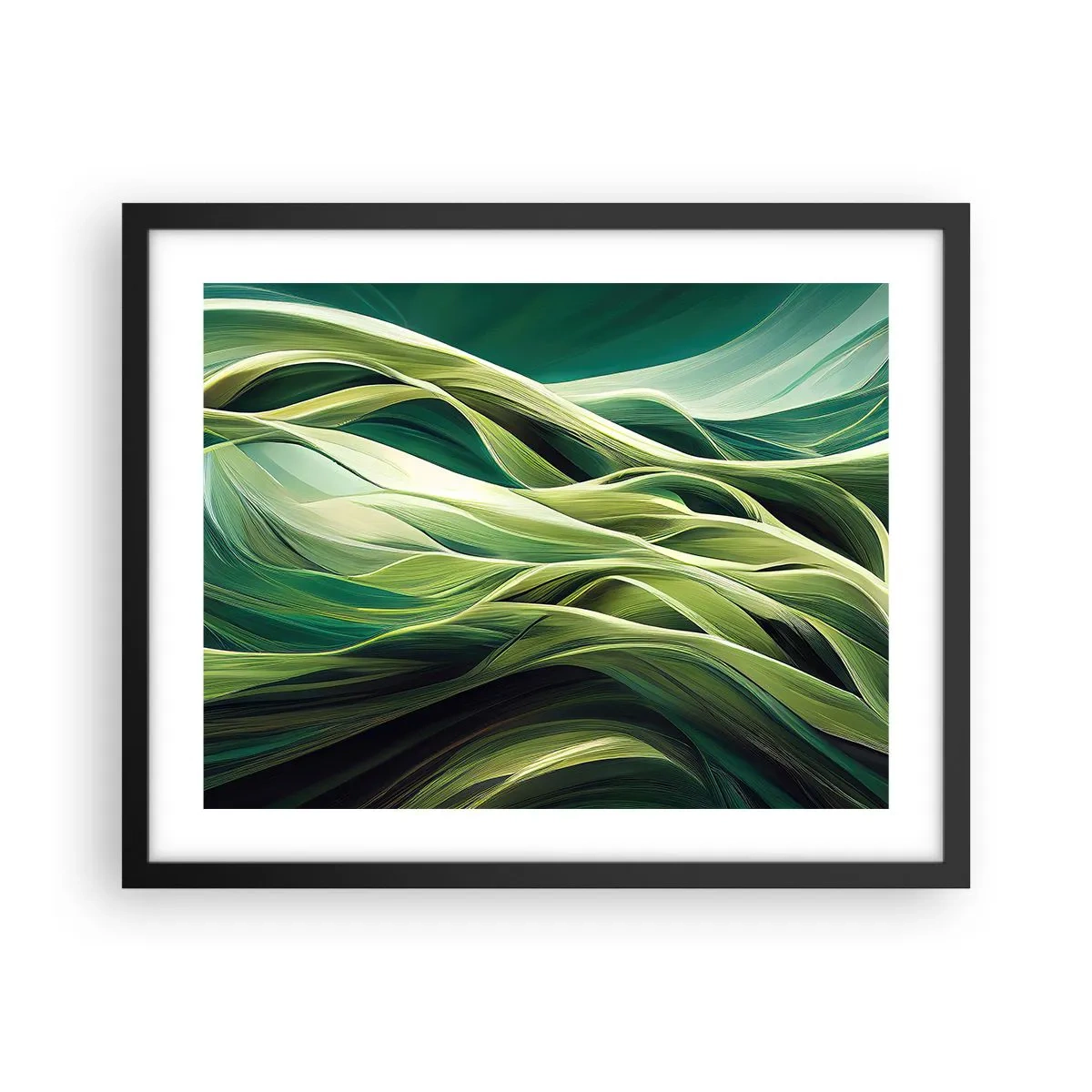 Affiche dans un cadre noir - Poster - Jeu de vert abstrait - 50x40 cm