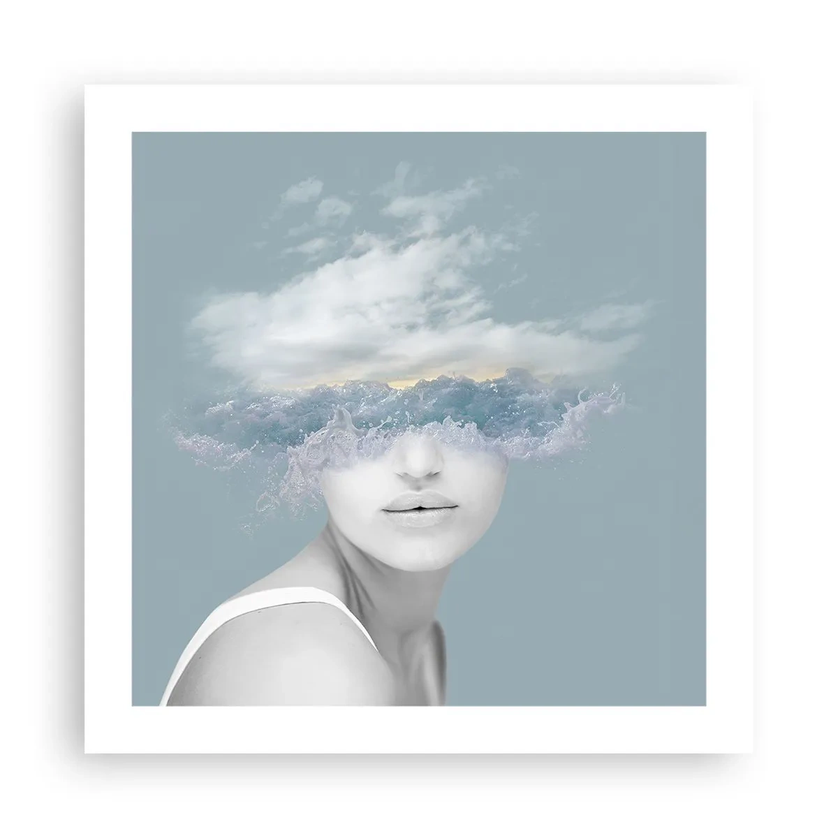 Affiche - Poster - La tête dans les nuages - 50x50 cm