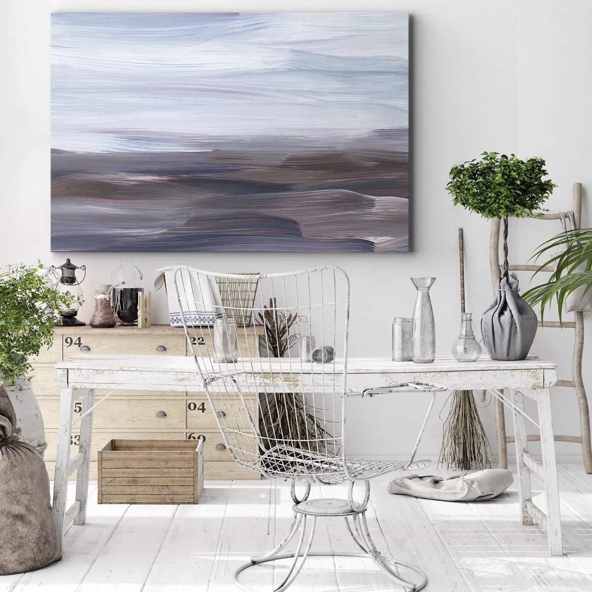 Impression sur toile - Image sur toile - Une abstraction subtile aux traits délicats dans des tons pastel. - 70x50cm - Éléments : eau - Décoration murale moderne pour le salon et la chambre ARTTOR
