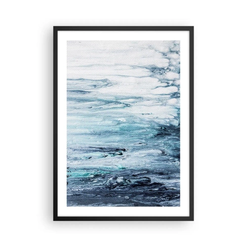 Affiche dans un cadre noir - Poster - Motif abstrait dans les tons de bleu et de gris - 50x70cm - Une glace bleue - Décoration murale moderne pour le salon et la chambre ARTTOR