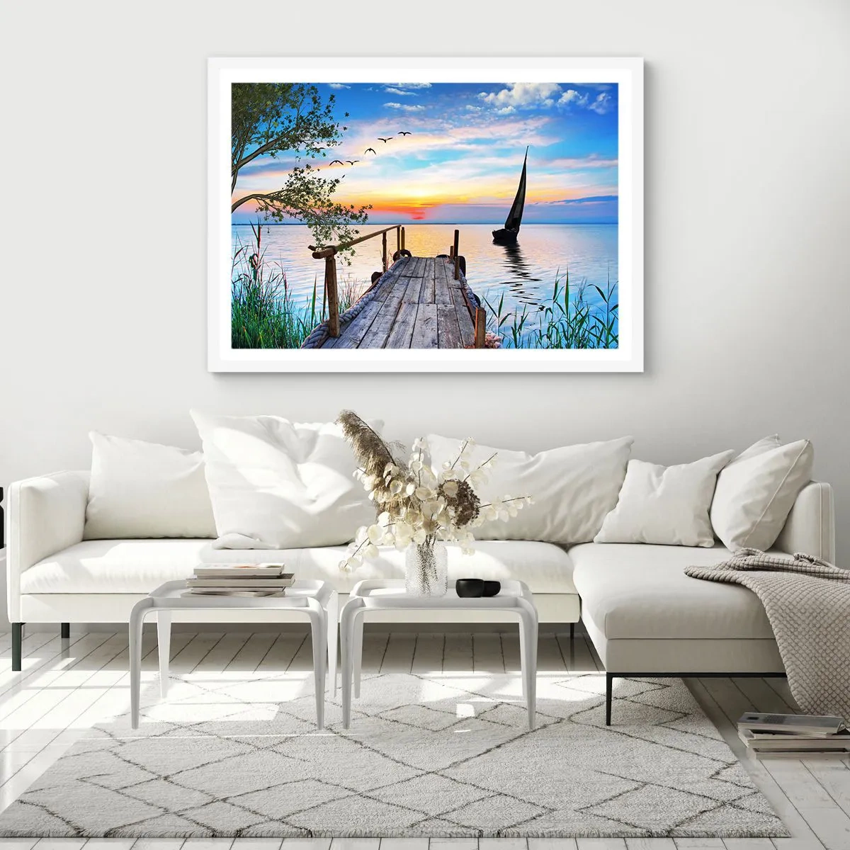 Affiche dans un cadre blanc - Poster - Bonsoir! - 50x40 cm